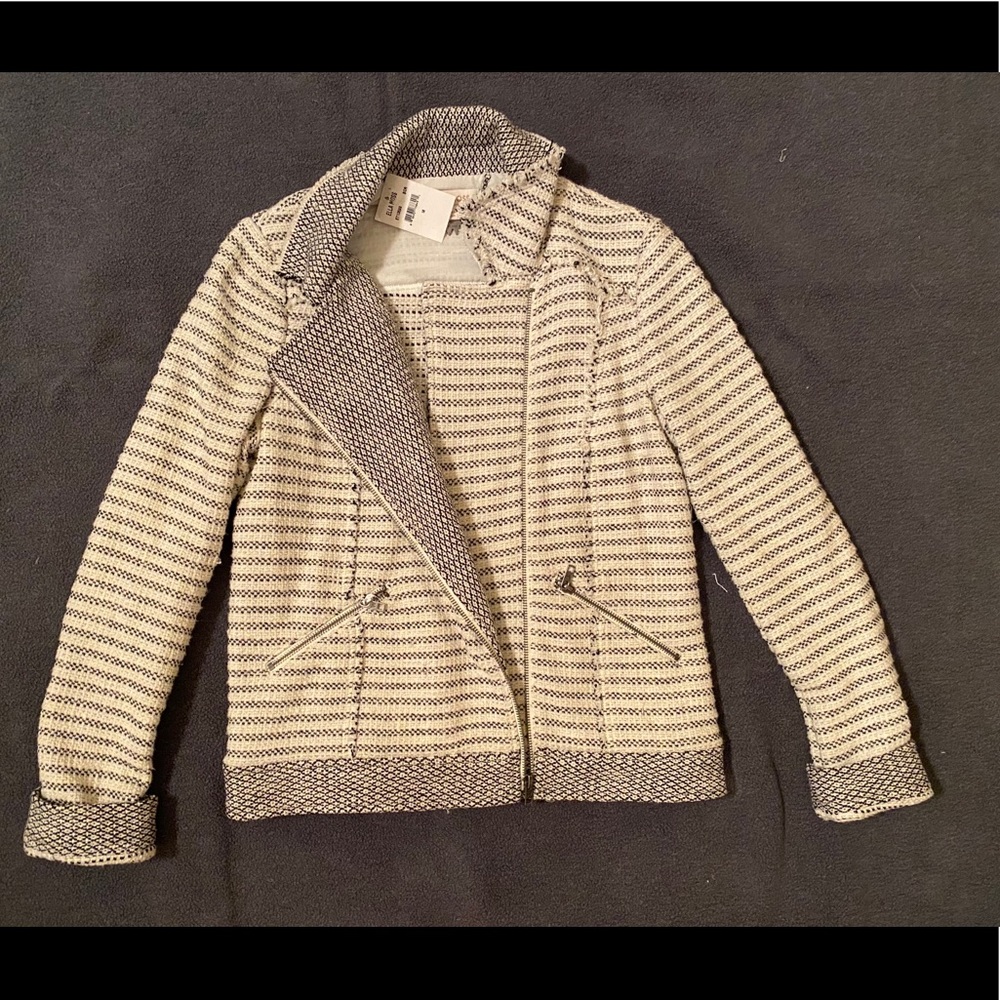 NEW Ella Moss Salinas striped Moto jacket